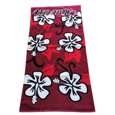 China Eco friendly beach towel 100% cotton custom Reactive printing flower beach bath towel for sale