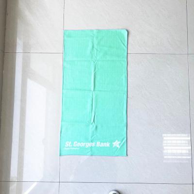 China summer quick dry recycled plastic custom printed green microfiber waffle sand free recycled beach towel for sale