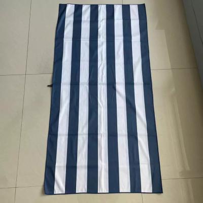 China Small MOQ  Recycled Microfibre  oversized quick dry beach towel with logo stripe for sale