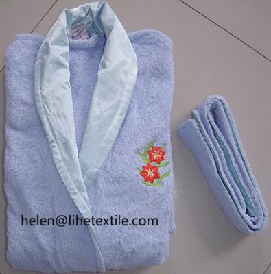 China Adult Bath robe , bathshirt , 100% cotton , GSM 400, velour or loop for sale