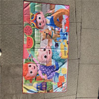 China High quality promotional light weight printed towel sandfree custom logo wholesale cartoon kids beach towel for sale