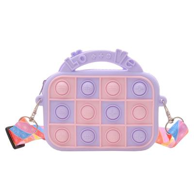 China 2022 fashionable children's waterproof silicone mini wallet cute puzzle chess board wallet shoulder bag for sale