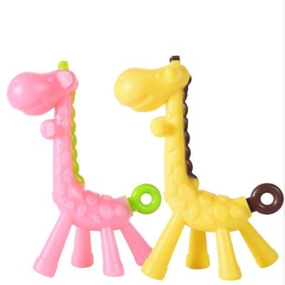 China Soft Toy Custom Cute Giraffe Shape Chewing Toys Baby Teething Toys Milk Teeth for sale