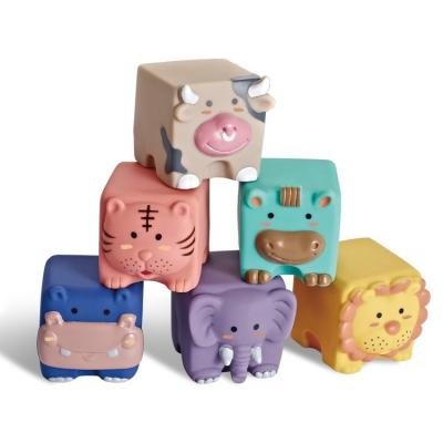 China DIY TOY Gorgeous set toy cartoon shape animal baby DIY building block educational soft rubber toy for sale