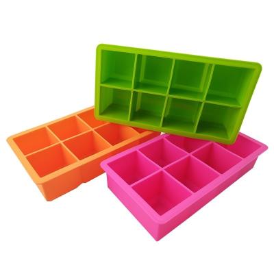 China Viable Factory Wholesale Tray Large Capacity Pudding Silicone Ice Popsicle Mold 8 Compartment Silicone Ice Maker Tray for sale