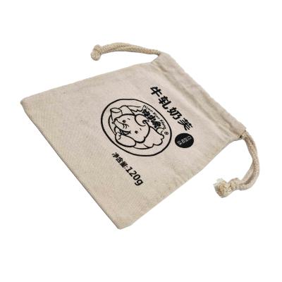 China Sustainable Recycled Natural Custom Printed Canvas Drawstring Bags For Daily Cosmetics Packaging Pouch Cotton Bag for sale