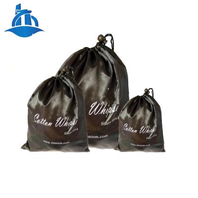 China Custom Black Luxury Satin Pouch Hair Extension Silk Bag Wrap for sale