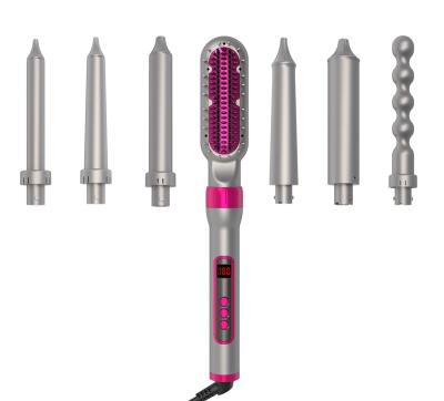 China Curling New 7 In 1 Barrel Big Wave Curling Iron Barrel Ceramic Interchangeable Hair Curler LED Display Ceramic Coating Hair Curler for sale