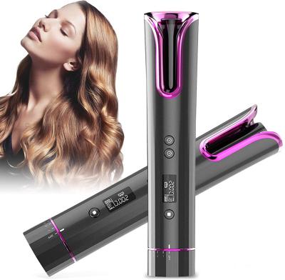 China Pritech LCD Display Temperature Control Mini Rechargeable Wireless Smart Automatic Hair Curler for sale