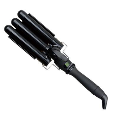 China Hot Safety Amazon LED Magic Rollers Curling Iron 3 Barrels Triple Thick To Curl Hair Curler for sale