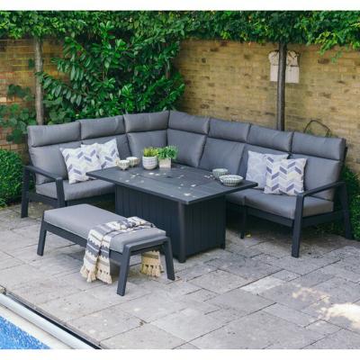 China Outdoor Patio Garden Center Morden Camping Garden Furniture With Firedamp Fire Pit Table Set Outdoor Metal Furniture for sale