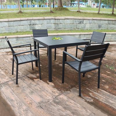 China Outdoor weather furniture stock garden dining set cheap aluminum table set for dining table 4 and cheap factory for sale