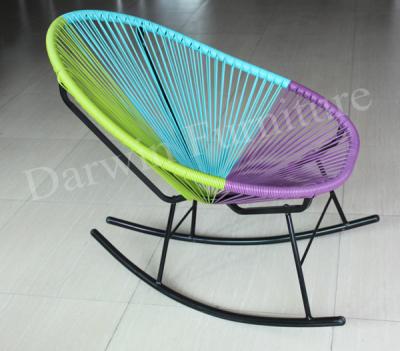 China Modern garden outdoor furniture rocking Acapulco chair pe rattan patio chair coffee table set for sale