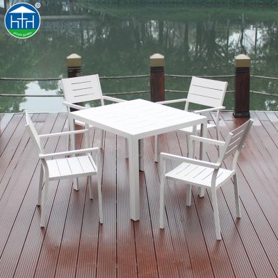 China wholesale UV-protection Dining Outdoor Times (1+4) Modern Daily Garden Chair Aluminum Dining Table Set for sale