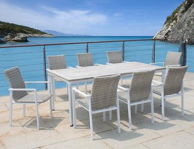 China Modern Outdoor Used Marble Table Furniture Patio Table Rattan Wicker Armchair for sale