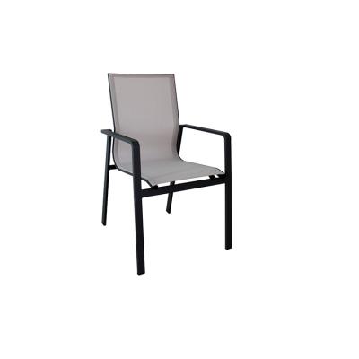 China Outdoor Patio Cooling Aluminum Dining Tables And Chair Sets Modern Designer Restaurant Mesh Dining Chair for sale