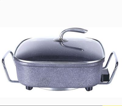 China Household Die Cast Aluminum Square Electric Skillet With Marble Coating for sale