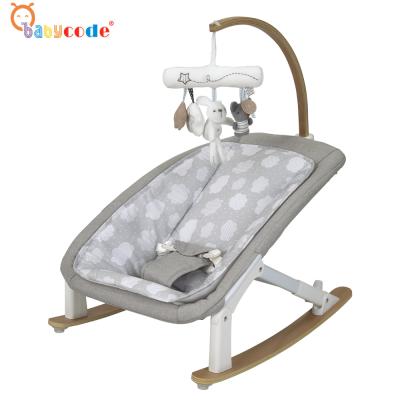 China 2021 NEW BOARD Beech Wood Foldable Height Adjustable Infant Baby Rocker Chair for sale