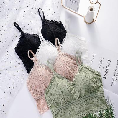 China Breathable Knitted Lace Up Removable 3D Cup Palm Rest Chest Pad Gather Back Lace Lingerie Sexy Cross Wrap Tube Top Beauty Bra for sale