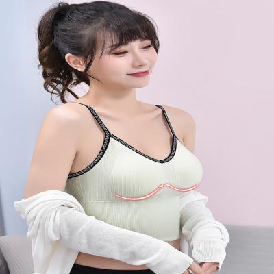 China Breathable Letter Stretch Spaghetti Strap Removable Lingerie Pad Sexy Backless Seamless Sports Push Up Bra Tank Tube Top Bralette Camisole for sale