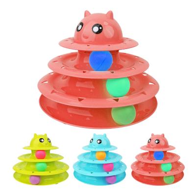 China Plastic Funny Three-Layer Cat Product Training Interactive Cat Turntable Toy for sale