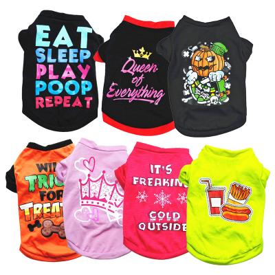 China Soft Stocked Cotton Dog Shirts Pet Clothes Printed With Letters Autumn Breathable Cool Puppy Funny T-shirt for sale