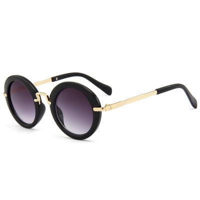 China Fashion Round Sunglasses Cute Children Glass Frame Children Retro Sun Glasses For Boys Girls Designer Brand Eyewear UV400 for sale