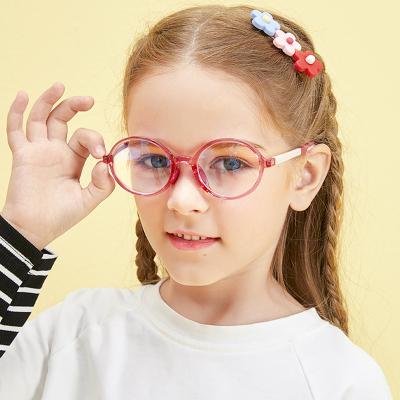 China fashion Anti-blue glass 5203 round light children's Anti-blue glasses resin material for boys and girls TR flat glass light glasses for sale