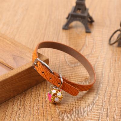 China Wholesale Fashion Pet Bells Flower Leather FanYue PU Single Stocked Collar 30cm Pet Collars For Dogs Pet Supplies for sale