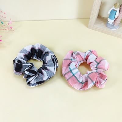 China FanYue Fashion Hair Accessories Winter 2022 Chiffon Scrunchies Pony Grid Easy Tails Korean Custom Scrunchies Purple Scrunchie for sale