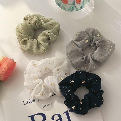 China FanYue Star Chiffon Fabric Insti Fashion Pony Tails Easy Creative Tan Scrunchies Print Scrunchies for sale