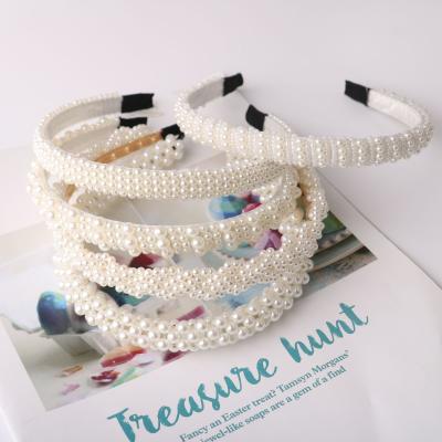 China FanYue Easy Custom Temperament Cute French Style Pearl Headband Women Headbands With Pearls Hair Bands For Women Pearl for sale