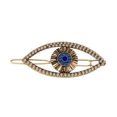 China Girls Hair Accessories 2021 Evil Eye Gold Hair Clips Crystal Evil Eye Hair Clip Easy Diamond Hair Accessories for sale