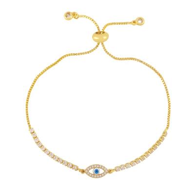 China FanYue Spring Fashion Easy Jewelry 2022 Trendy 18K Gold Plated Real Zircon Evil Eye Butterfly Bracelet Evil Eye Tennis Bracelet Women for sale