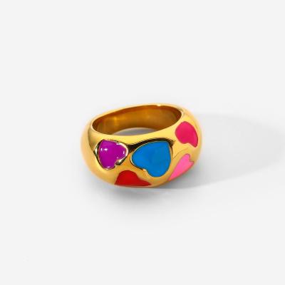 China FanYue Fashion Easy Enamel Rings Enamel Color Ring Women Jewelry Female Open Hawaiian Ring for sale