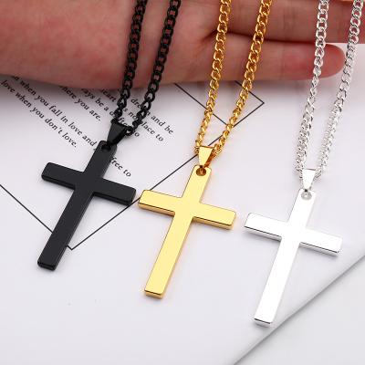 China Easy Gold Filled Cross Pendant Necklace 316l Stainless Steel Jewelry Simple Cross Pendant Necklace for sale