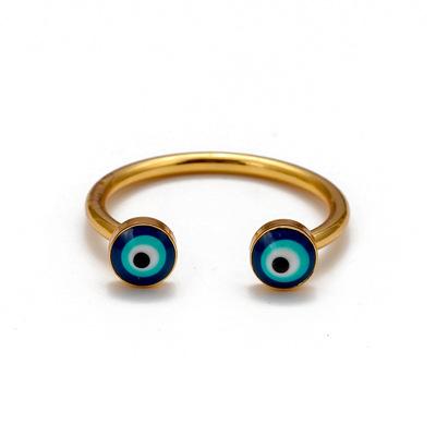 China Easy Fairy Accessories Gold Plated Blue Open Ring Wholesale Fashion Cute Ins. Oil Drop Evil Eye Ring For Woman 2021 for sale