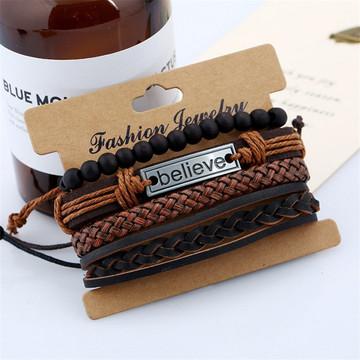 China Easy Men's Bracelet Fashion Amazon Leather Top Selling 2021 Genuine Leather Bracelets For Men's Leather Bracelet Wholesale for sale