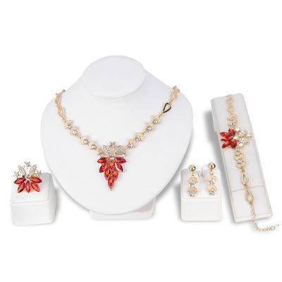 China Easy Jewelry Set For Women's 2021 High End Fashionable Temperament Ball Jewelry Set Necklace Four Pcs Wedding Set for sale