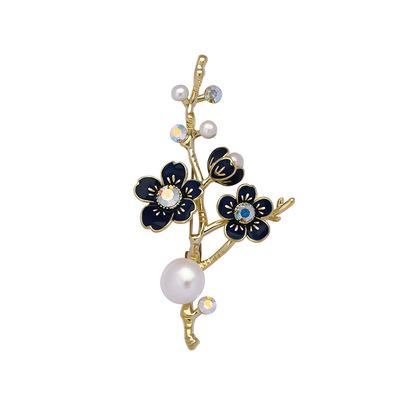 China 2021 Amazon Easy Top Selling Brooch Wholesale Custom Antique and Elegant Real Plum Blossom Brooch Gold Plated Garment Accessory for sale