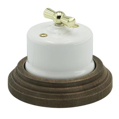 China Old Retro Retro Porcelain Outdoor Wall Mounted Rotary Switch With Wood Frame for sale