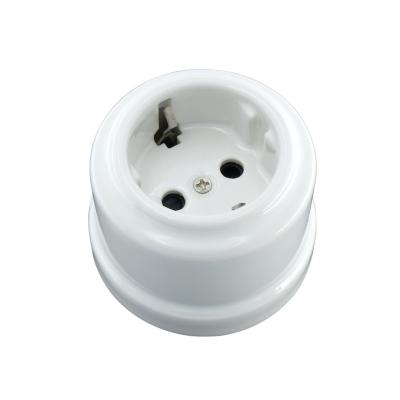 China Retro porcelain schuko socket power socket residential/multipurpose european standard ceramic rotary switch for sale