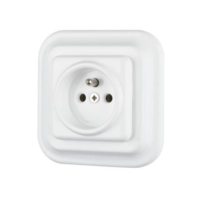 China French Schuko Square 52mm Panel Diameter Retro Flush Socket for sale