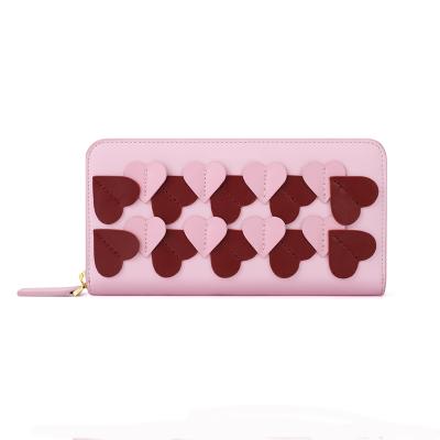 China Lady 2020 Japan and South Korea hot sale fashion leather women's wallets with heart decoration for sale