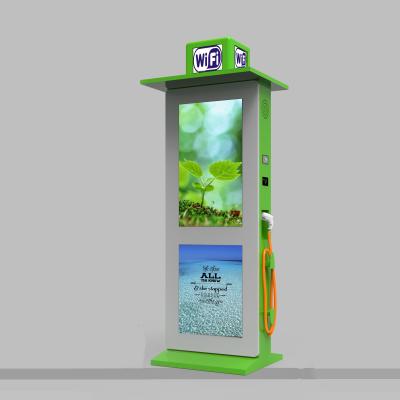 China Outdoor Split Screen 43 Inch 7kw Card Pay Lcd Display Floor Standing EV Battery Charging Station EU and US Standard for sale