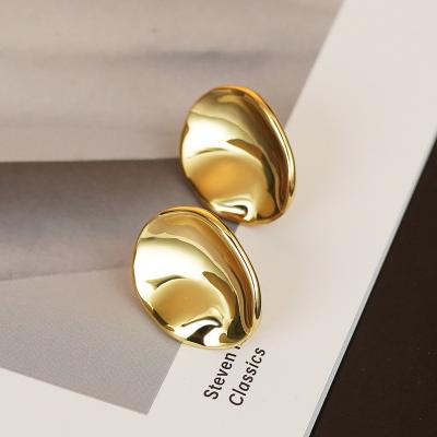 China Eco-Friendly 2022 New 18K Gold French Copper Round Geometric Earrings Women Gifts For Mom for sale