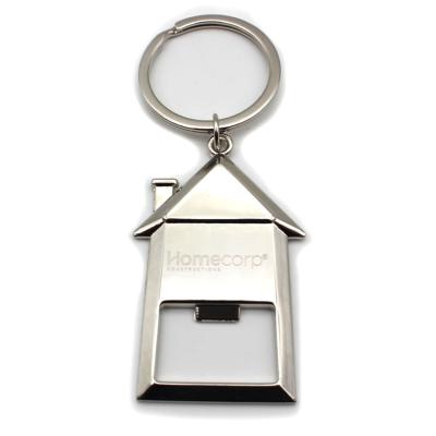 China Luxury And Lightweight Real Estate House Beer Bottle Opener Key Chain Metal Key Ring for sale