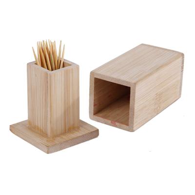 China Traditional Promotional Bamboo Sanitary Toothpick Holder Wooden Toothpick Case Box With Narrow Lid for sale