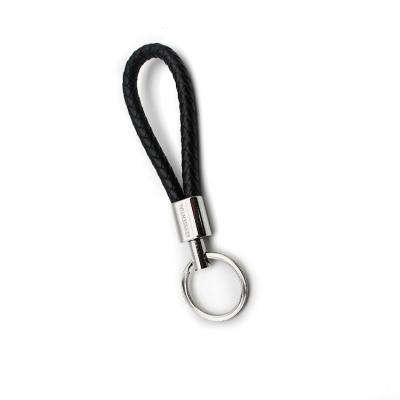 China Customized Braided Key Chain Multicolor Metal Leather Braided Non-slip Ring Key Chain Souvenir Blank Braided Key Chain for sale