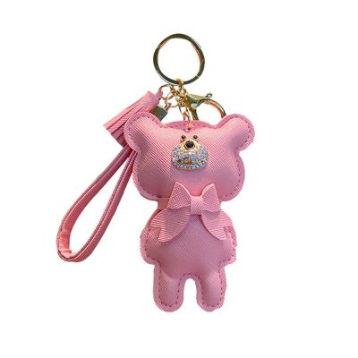 China Fashion Keychains Designer Cute Luxury Cute Leather Cartoon Key Chain For Women Key Ring Bag Charm Car Key Chain for sale